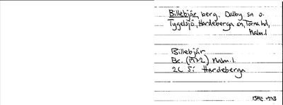 Bild på arkivkortet för arkivposten Billebjär
