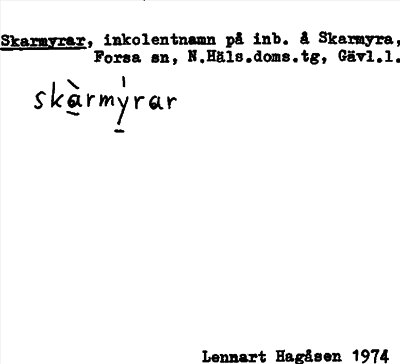 Bild på arkivkortet för arkivposten Skarmyrar