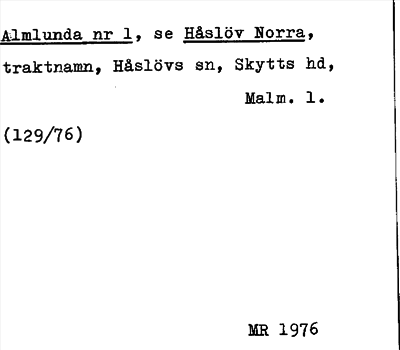 Bild på arkivkortet för arkivposten Almlunda, se Håslöv Norra
