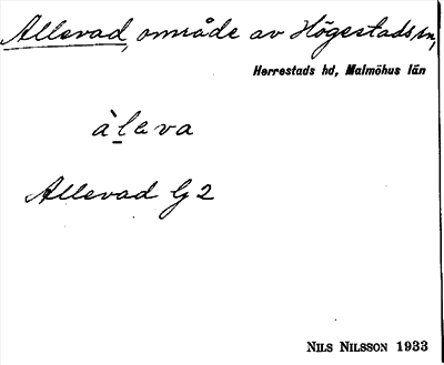Bild på arkivkortet för arkivposten Allevad