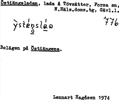 Bild på arkivkortet för arkivposten Östiängsladan