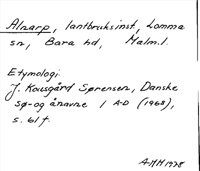 Bild på arkivkortet för arkivposten Alnarp