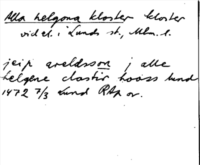 Bild på arkivkortet för arkivposten Alla helgona kloster