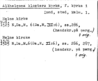Bild på arkivkortet för arkivposten Allhelgona klosters kyrka