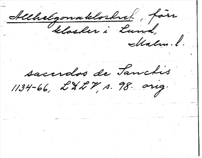 Bild på arkivkortet för arkivposten Allhelgonaklostret