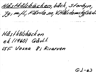 Bild på arkivkortet för arkivposten Hästkölsbäcken