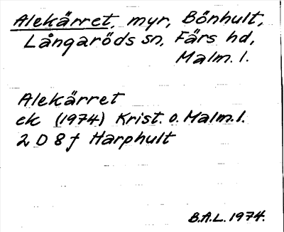 Bild på arkivkortet för arkivposten Alekärret