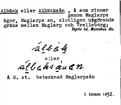 Bild på arkivkortet för arkivposten Albäck eller Albäcksån