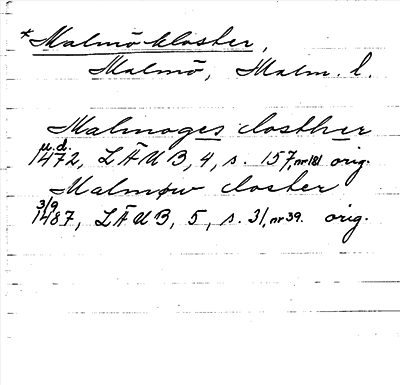 Bild på arkivkortet för arkivposten *Malmökloster