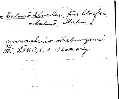 Bild på arkivkortet för arkivposten Malmökloster