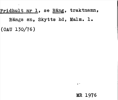 Bild på arkivkortet för arkivposten Fridhult, se Räng