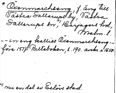 Bild på arkivkortet för arkivposten *Öxenmarchseng