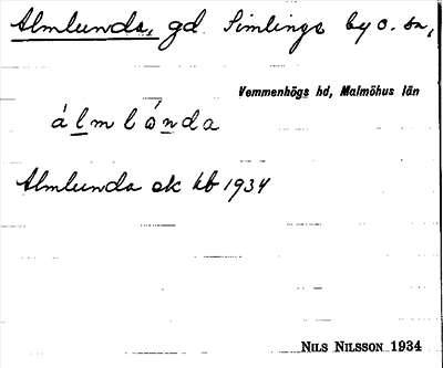 Bild på arkivkortet för arkivposten Almlunda