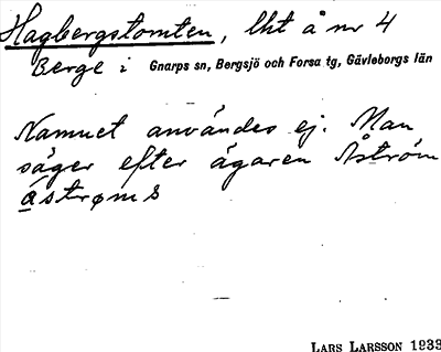 Bild på arkivkortet för arkivposten Hagbergstomten