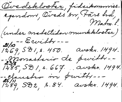 Bild på arkivkortet för arkivposten Övedskloster