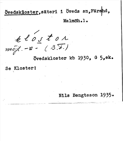 Bild på arkivkortet för arkivposten Övedskloster