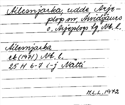 Bild på arkivkortet för arkivposten Ailesnjarka
