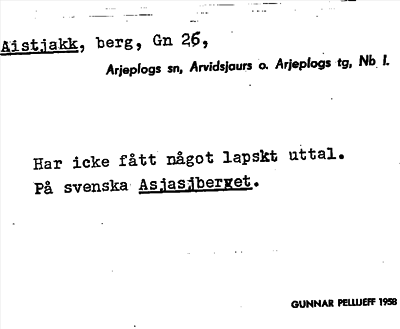 Bild på arkivkortet för arkivposten Aistjakk