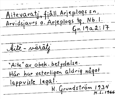 Bild på arkivkortet för arkivposten Aitevaratj