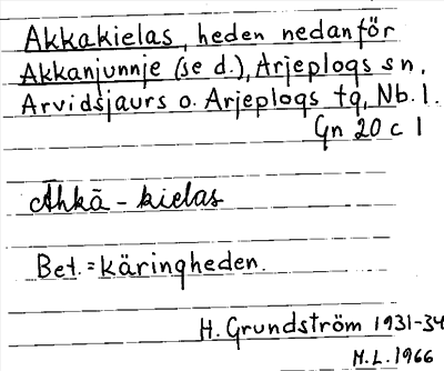 Bild på arkivkortet för arkivposten Akkakielas