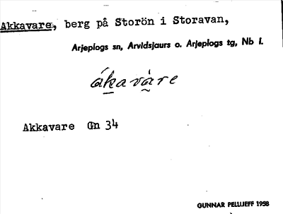 Bild på arkivkortet för arkivposten Akkavare