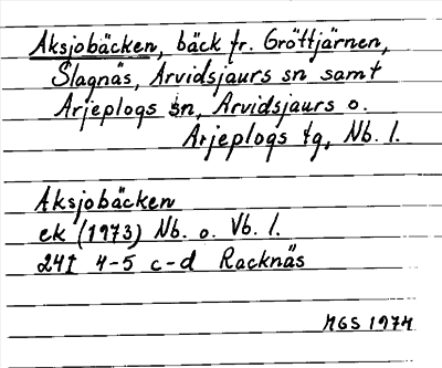 Bild på arkivkortet för arkivposten Aksjobäcken