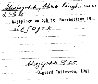 Bild på arkivkortet för arkivposten Aksjojokk