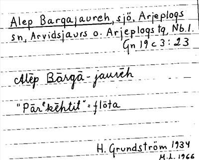 Bild på arkivkortet för arkivposten Alep Bargajaureh