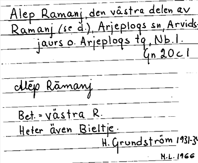 Bild på arkivkortet för arkivposten Alep Ramanj