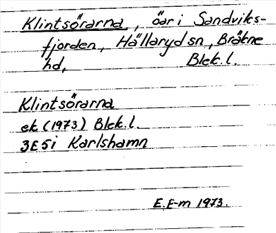 Bild på arkivkortet för arkivposten Klintsörarna