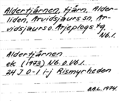 Bild på arkivkortet för arkivposten Aldertjärnen