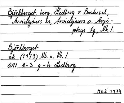 Bild på arkivkortet för arkivposten Björkberget