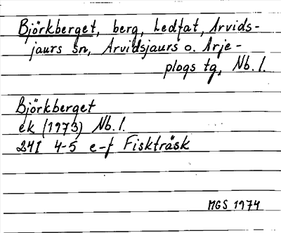 Bild på arkivkortet för arkivposten Björkberget