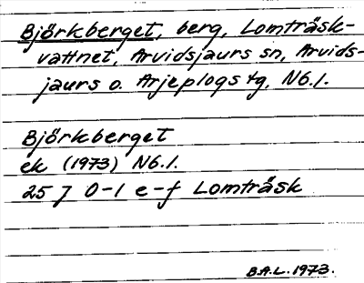 Bild på arkivkortet för arkivposten Björkberget