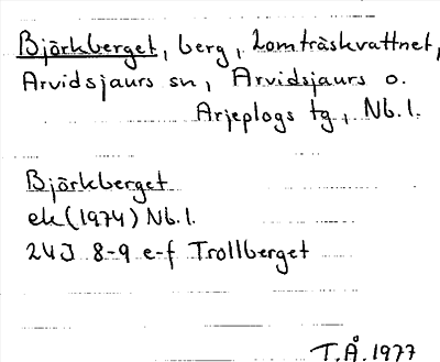 Bild på arkivkortet för arkivposten Björkberget
