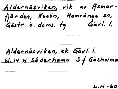 Bild på arkivkortet för arkivposten Aldernäsviken