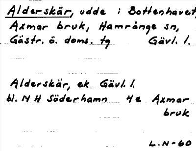 Bild på arkivkortet för arkivposten Alderskär
