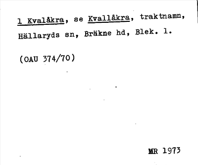 Bild på arkivkortet för arkivposten Kvalåkra
