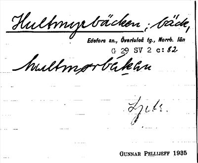 Bild på arkivkortet för arkivposten Hultmyrbäcken