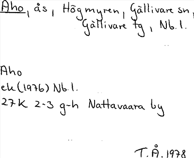 Bild på arkivkortet för arkivposten Aho