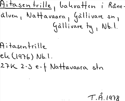 Bild på arkivkortet för arkivposten Aitasentrille