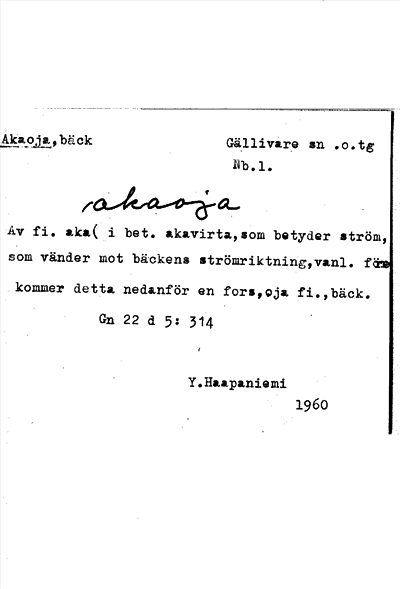 Bild på arkivkortet för arkivposten Akaoja