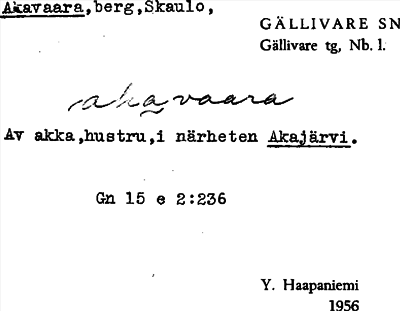 Bild på arkivkortet för arkivposten Akavaara