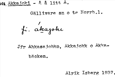 Bild på arkivkortet för arkivposten Akkajoki