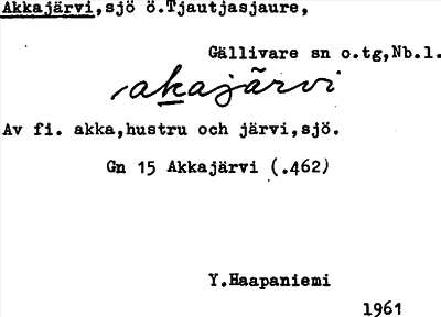 Bild på arkivkortet för arkivposten Akkajärvi