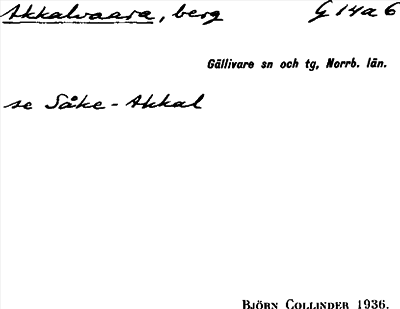 Bild på arkivkortet för arkivposten Akkalvaara