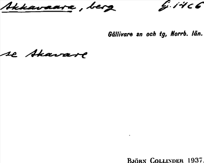 Bild på arkivkortet för arkivposten Akkavaara