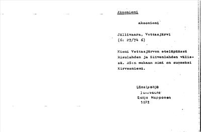 Bild på arkivkortet för arkivposten Aksoniemi