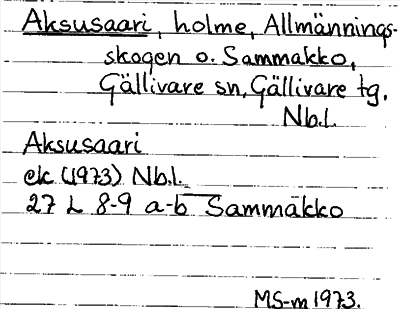 Bild på arkivkortet för arkivposten Aksusaari