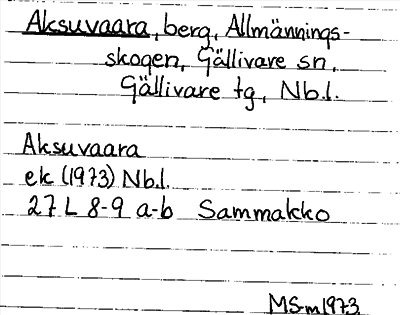 Bild på arkivkortet för arkivposten Aksuvaara